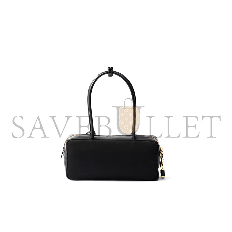 Pra*a re-nylon and leather small top-handle bag with padlock 1bb133 (28*13*8cm)